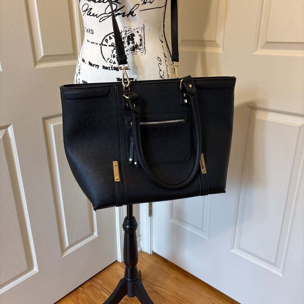 Madison West Women's Taupe Vegan Leather Tote With Removable Inside Pouch
